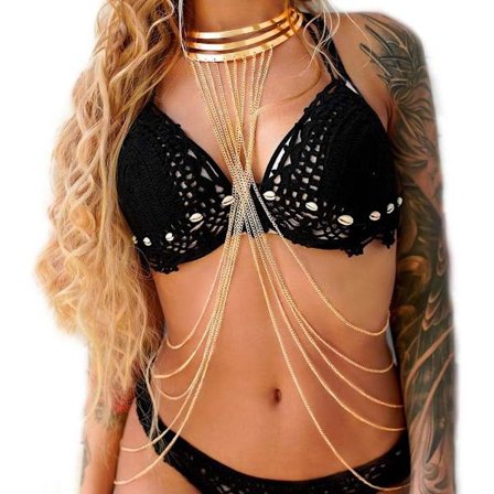 Kropskæde Halskæde Guld Skulderkæder Kropskæde Smykker til Kvinder