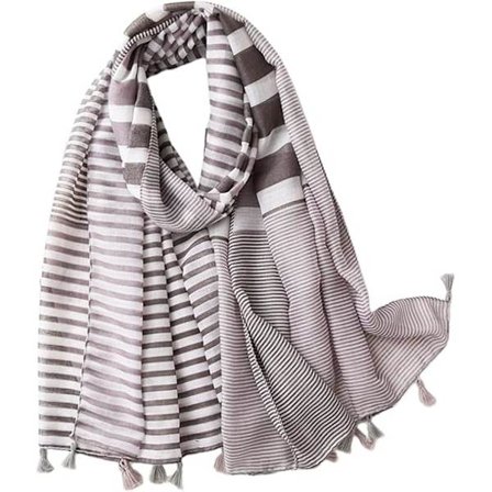 Elegant skjerf for kvinner - Mykt og varmt vintergrått stripete skjerf fargerik Vakker gave[GKS] A