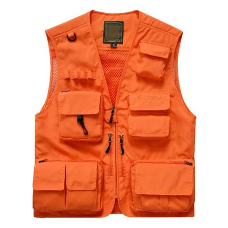 Herre Casual Utendørs Arbeid Safari Fiske Reise Foto Cargo Vest Jakke Multi Lommer(oransje)