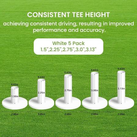 5 kpl Golf-kumiteet, Driving Range, Sekalaiset tai Samankokoiset, Kest v Harjoitusmatolle White 5 Pack(1.5,2.25,2.75,3,3.13)