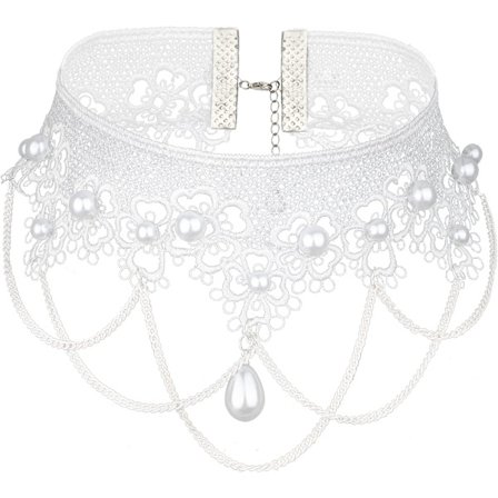 Sort blondechoker halskæde gotiske smykker tilbehør, elegant gotisk krave halskæde til kvinder Halloween cosplay