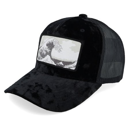 Iconic - Svart trucker Caps - The Great Wave Black Velvet Trucker @ Hatstore