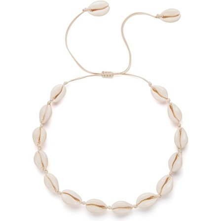 Meri simpukkakaulakoru naisille Kesä säädettävä luonnon simpukkakaulakoru (beige punottu köysi)
