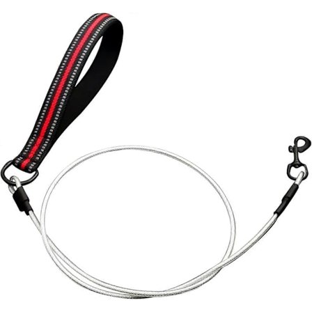 Suredoo Tyggesikker Hundesnor Med Polstret Håndtag, Metal Hundesnor Rustfrit Stålkabel Reb Til Små, Mellemstore Og Store Hunde (Blå) 2024THO