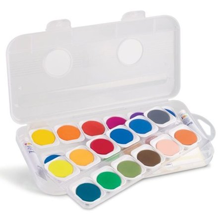 Fin akvarellpasteller - PRIMO - 24 färger - Utbytbara skålar - Inkluderar pensel och vit