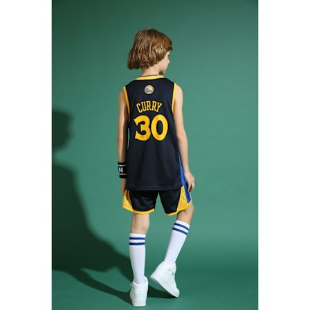 Stephen Curry No.30 Basketballtrøje Sæt Warriors Uniform til børn teenagere Sort