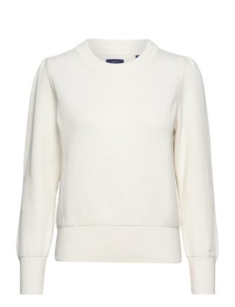 D2. Rib Cotton C-Neck Villapaita Valkoinen GANT