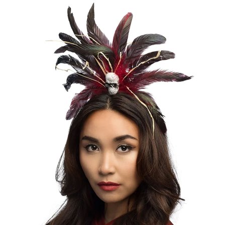 Voodoo Diadem med Fjädrar/Dödskalle