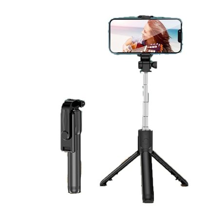 Mini Multifunktionel Mobiltelefon Selfie Stick, Håndholdt Gulvstand Bærbar Selfie Stick, Udtrækkelig Selfie Stick, 1 Meter Sort, Uden Lys