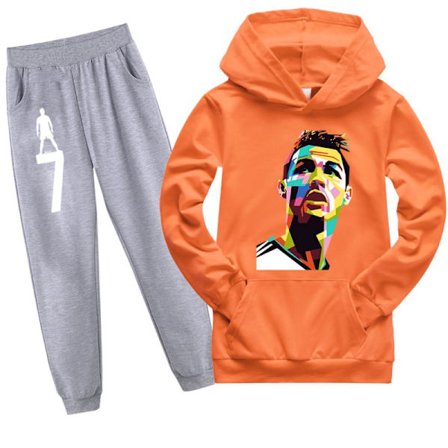 CR7 Ronaldo Gutters Treningsdress Fotball Hettegenser Sweatshirt Topp + Bukser Antrekk