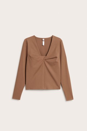 Kappahl | Treningstrøye med knute Brun M | Brun