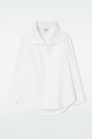 COS Damen Relaxed Funnelneck Shirt - Weiss