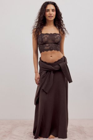 NA-KD Bandeau-Bralette mit Wimpernspitze - BHs - Braun - S