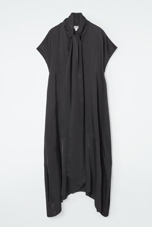 COS Women's Bow Detail Asymmetric Midi Dress in Black