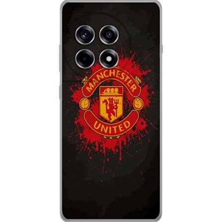 Kompatibelt Mobildeksel til OnePlus OnePlus 12R Manchester United logo i rød og gul farge med røff sportslig bakgrunn