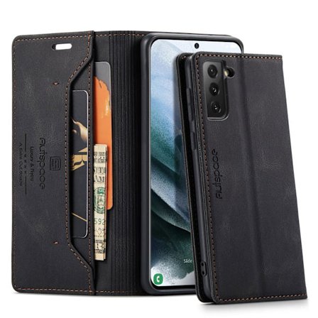 Etui til Samsung A73 5G svart lær flip kort magnetisk