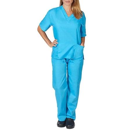 Unisex Doctor Top & Pants Scrub Set Hammaslääkäripuku lääketieteelliseen käyttöön - Perfet Sky Blue 2XL
