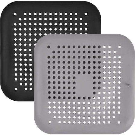 Silikone Vask Si, 2 Stykker Brusebad Hår Si, Brusebad Hår Si Med Sugekop, Silikone Vask Si Brusebad Afløbsdæksler Til Køkken Badeværelse, Sort Og Grå