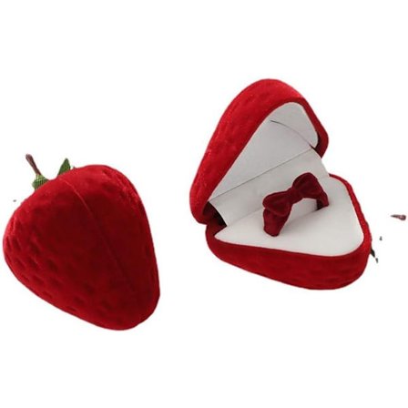 ING Mansikanmuotoinen korurasia Punainen samettinen säilytysrasia sormuksille, kaulakoruille ja pienille asusteille Lahja Söpö järjestelijä