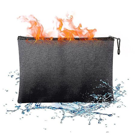 Stor Brandsikker Dokumentpose med Lommer og Lynlåse, 34,8 x 23,9 cm Vandafvisende Brandsikker Pose, Brandsikker Sikker Opbevaringspengepose til A4-