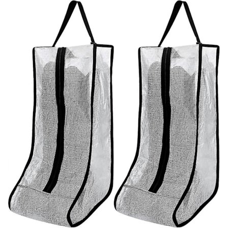 2 par høje støvler opbevaringsposer, bærbar støvtæt og vandtæt skopose, lynlås støvleorganisator beskyttelsespose med håndtag