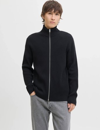 Jack & Jones Jjeperfect Knit Zip Cardigan Sn - Black - S