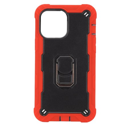 Reptålig pansarskydd med stativ för iPhone 13 Pro Max mobiltelefoner Armor Protect Case (röd svart)