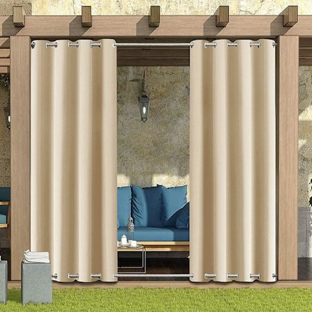 Udendørs gardiner til have, terrasse, pavillon, pergola, vandtætte (1 panel, 52"*84", beige)