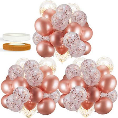60 PACK Dandy Decor Roséguld Ballonger + Konfettiballonger med Band | Roséguld Ballonger för Fester | Bröllop & Babyshower Ballongdekorationer | Sen