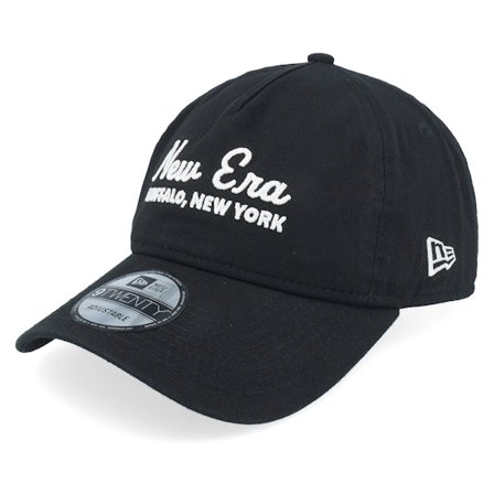 New Era - Script 9TWENTY Af Black/White Dad Cap Unconstructed Black Cap - @ Hatstore