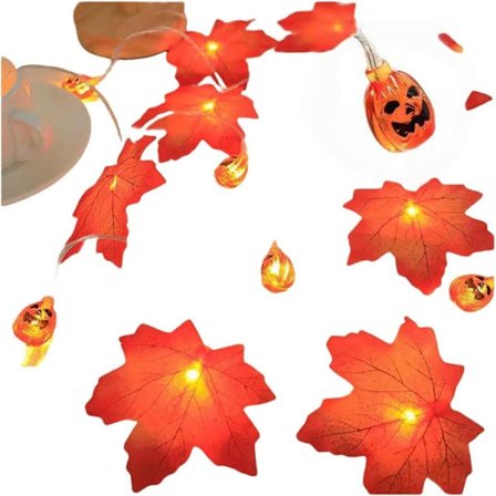 Efterårsdekoration Ahornbladlyskæder – 3M Lyskæde med 20 Lys, Batteridrevet, Til Halloween & Thanksgiving Inde/Ude_TF_TF