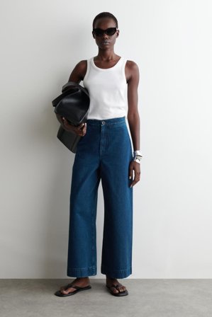 COS Women's Wide-Leg Denim Trousers in Blue
