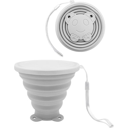 Sammenklappelig kop, foldbar rejsevandkop med låg, genanvendelig drikkekop, picnic snack kop, teleskopisk campingkop, grå