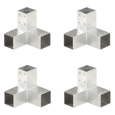 vidaXL Stolpebeslag 4 stk. Y-formet galvaniseret metal 71x71 mm