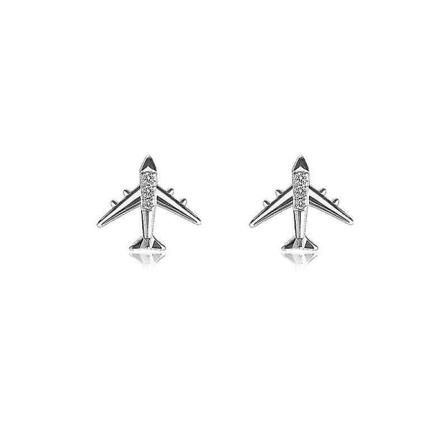 925 Sterling Silver Mini Flygplan Örhängen Kvinnlig Mode