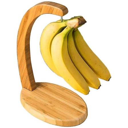 Bananhängare i trä med krok, druvhållare, bananställ, bambuköksredskap, fruktförvaringsställ för