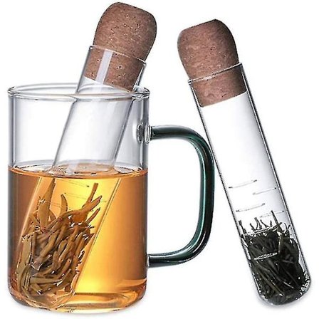 2 stk. varmebestandigt glas te-infuser, gennemsigtig te-filter, te-rør til ophængning