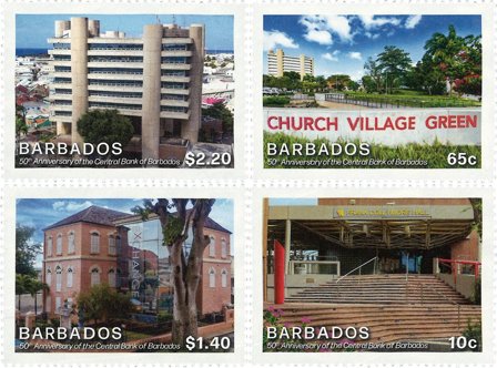 Barbados - 50 året for Central Bank - Postfrisk sæt 4v