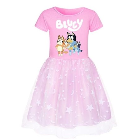 3-10-vuotiaiden tyttöjen Bingo Bluey -kuvioinen prinsessamekko, hame, syntymäpäiväjuhlat, cosplay, naamiaisasu, Tutu [HK]