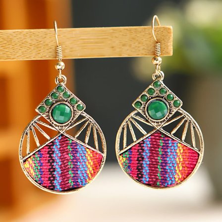 Personligt skuren tyg Färgglada örhängen Yunnan Bohemian Bead Örhängen Kvinnliga Cross-Border Bead Nya tillbehör