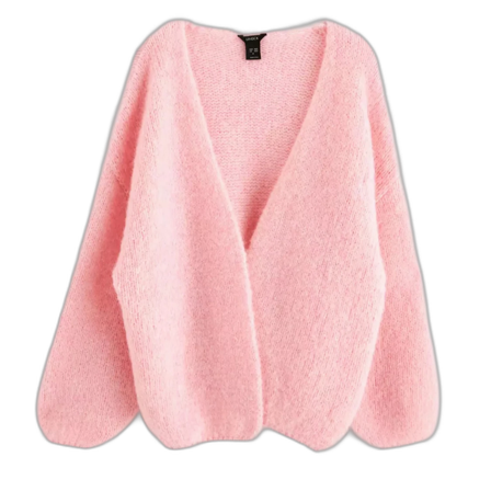 Stickad kofta rosa Lindex