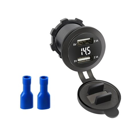 Dobbel USB-laderkontakt Vanntett Strømuttak 12V/24V 4.2A Hurtiglading USB-adapter for Bil Båter Marine