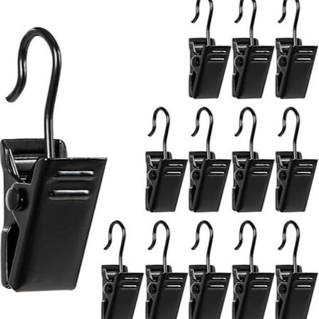 120 Pakke Kroksett Rustfrie Gardinklips for Gardinbilder Hjemmedekorasjon Kunsthåndverk Utstilling Hengeklips (Svart)