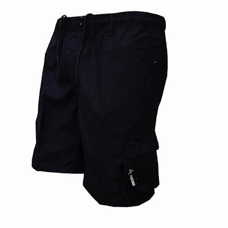 Herre Ensfargede Cargo Shorts med Snøring Sommer Ferie Strand Casual Multi-lommer Elastisk Midje Shorts
