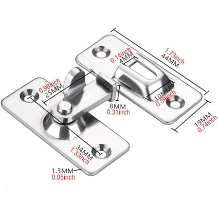 2 kpl Ovi Lukko 90 Asteessa, Ruostumaton Teräs Turvakulma