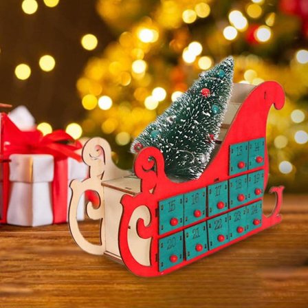 Julkalender - Släde med LED-belysning - Röd