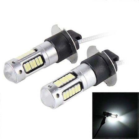 2 kpl H3 10W 30 SMD-4014 LED-sumuvalot autoon, DC 12V valkoinen valo