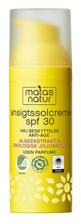 Matas Natur Ansigtssolcreme SPF 30 50 ml, Skincare, Solcreme, Solcreme Til Ansigtet