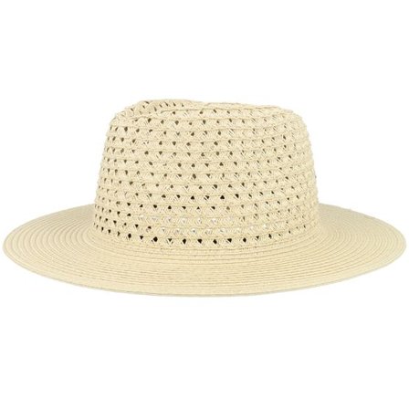Seeberger - Beige fedora Hatt - Basic Paper Crochet Linen Fedora Straw Hat @ Hatstore