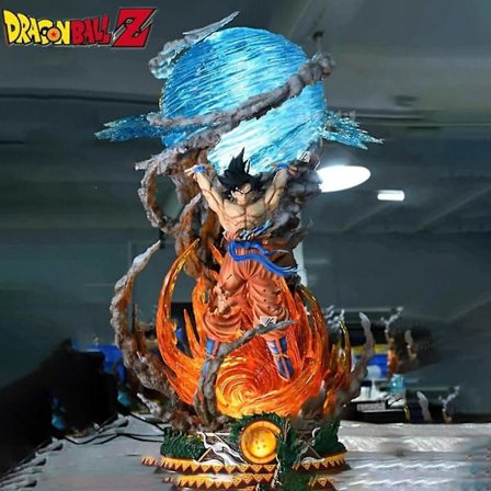 25 cm Dragon Ball Figurer Spirit Bomb Sou Goku Anime Figurer Super Saiya Action Figur Model PVC Statue Dukke Samling med æske 20 cm buu med lys